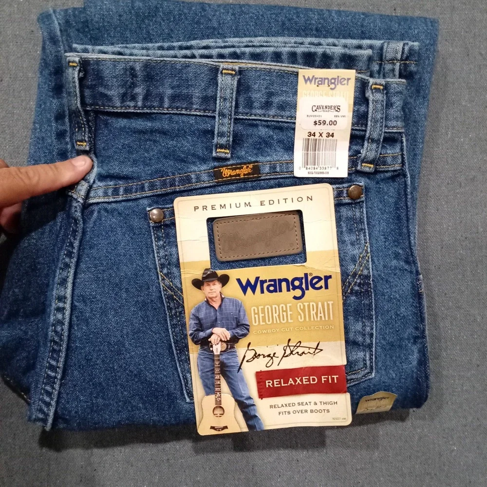 Wrangler George Strait Relaxed Fit Cowboy Cut Jeans Mens 34x34 Medium Wash NEW